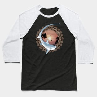 Thresher Shark Polynesian Design Baseball T-Shirt